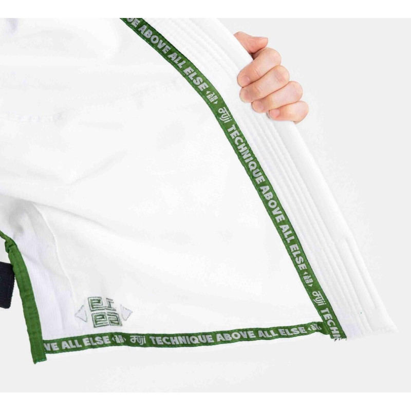 Kimono JJB Fuji Sports | Blanc/Vert | Flow-Tech