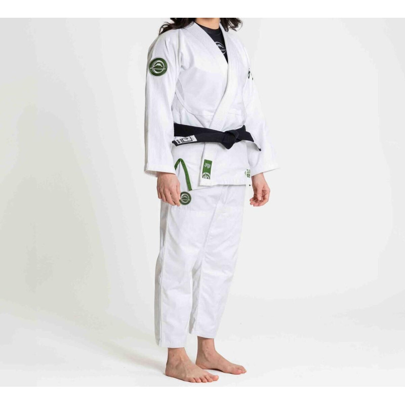 Kimono JJB Fuji Sports | Blanc/Vert | Flow-Tech