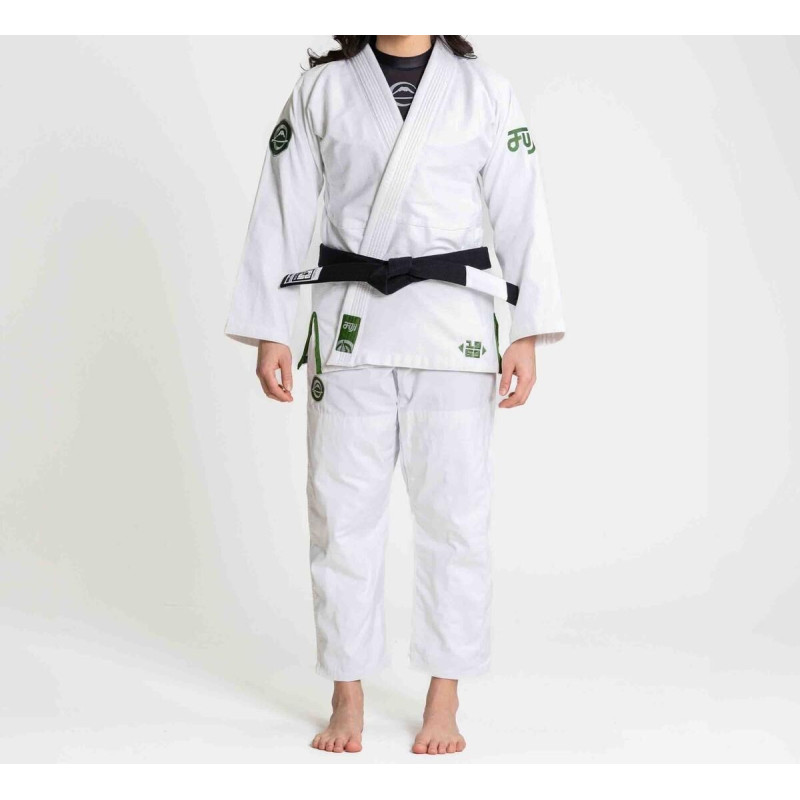 Kimono JJB Fuji Sports | Blanc/Vert | Flow-Tech