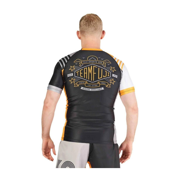 Rashguard Fuji Sports | Noir/Orange | Linear Lockdown