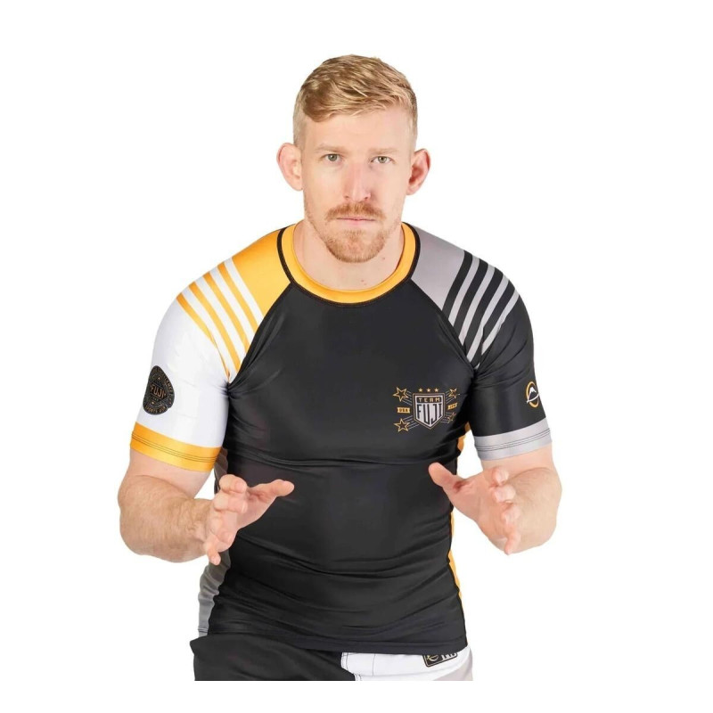 Rashguard Fuji Sports | Noir/Orange | Linear Lockdown