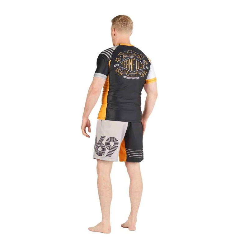 Rashguard Fuji Sports | Noir/Orange | Linear Lockdown