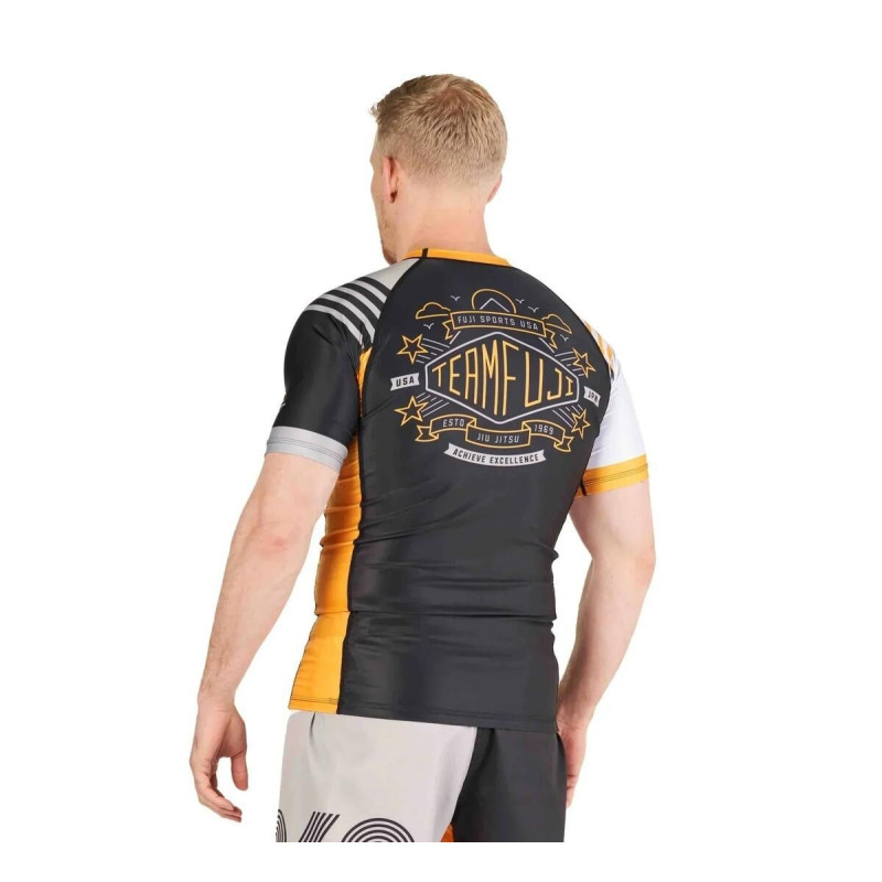 Rashguard Fuji Sports | Noir/Orange | Linear Lockdown