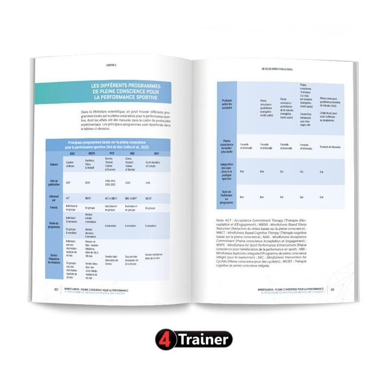 Livre MINDFULNESS 4TRAINER | Pleine Conscience Performance Sportive | Jean Fournier