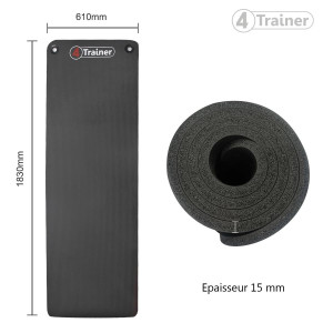 Tapis de Sol 4TRAINER | Noir | XL Antidérapant | 183x61cm