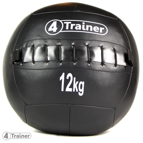 Wall Ball 4TRAINER 12KG | Noir | Medicine Ball Cuir Synthétique