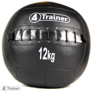 Wall Ball 4TRAINER 12KG | Noir | Medicine Ball Cuir Synthétique