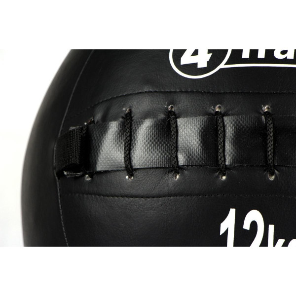 Wall Ball 4TRAINER 12KG | Noir | Medicine Ball Cuir Synthétique