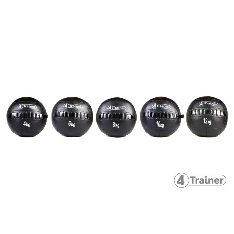 Wall Ball 4TRAINER 12KG | Noir | Medicine Ball Cuir Synthétique