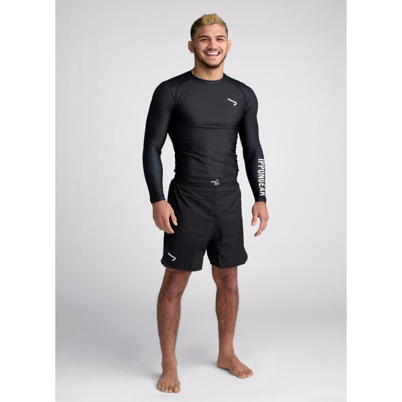 Rashguard Manche Longue Ippon Gear Noir - Essential