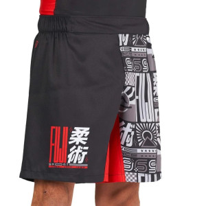 Short de Grappling Fuji Sports | Noir/Rouge | Flag Lightweight
