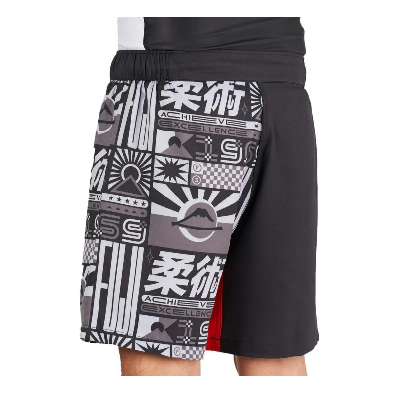 Short de Grappling Fuji Sports | Noir/Rouge | Flag Lightweight