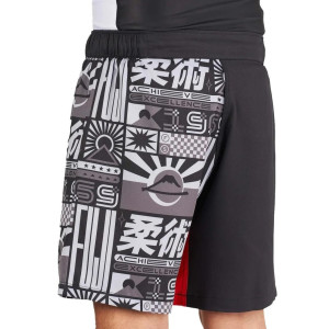 Short de Grappling Fuji Sports | Noir/Rouge | Flag Lightweight