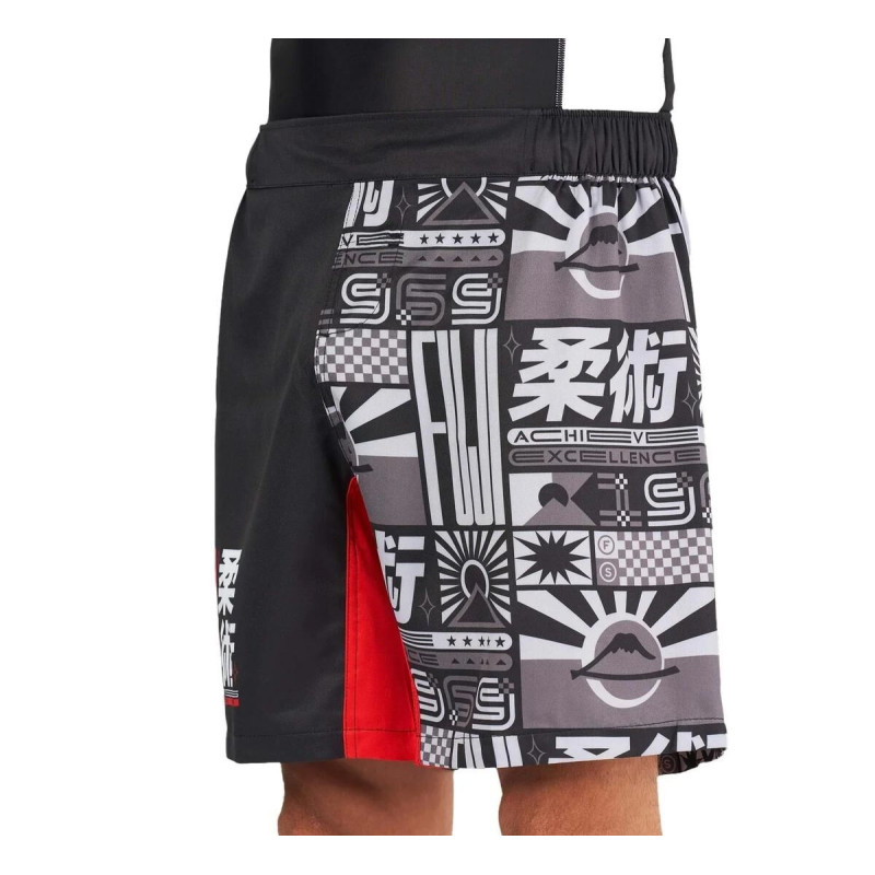 Short de Grappling Fuji Sports | Noir/Rouge | Flag Lightweight