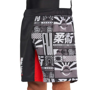 Short de Grappling Fuji Sports | Noir/Rouge | Flag Lightweight