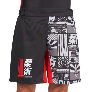 Short de Grappling Fuji Sports | Noir/Rouge | Flag Lightweight