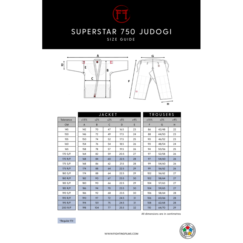 Kimono Judo - kimono certifié IJF - Fighting Films - Blanc - Superstar