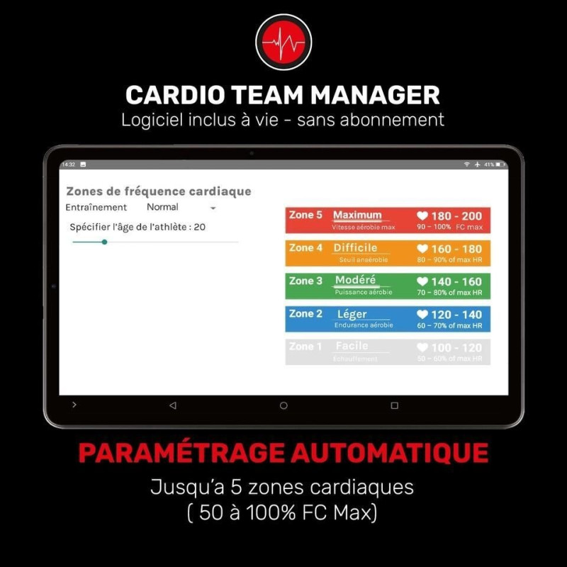 Analyseur Fréquence Cardiaque 4TRAINER | Cardio Team | Système Collectif