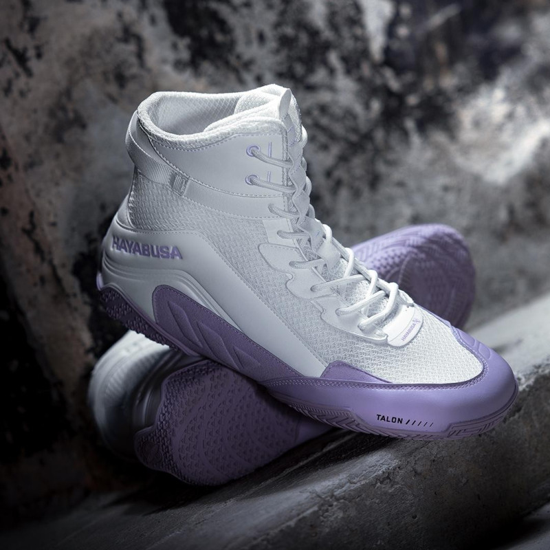 Chaussures de boxe Hayabusa | Blanc/Lavande | Hayabusa Talon