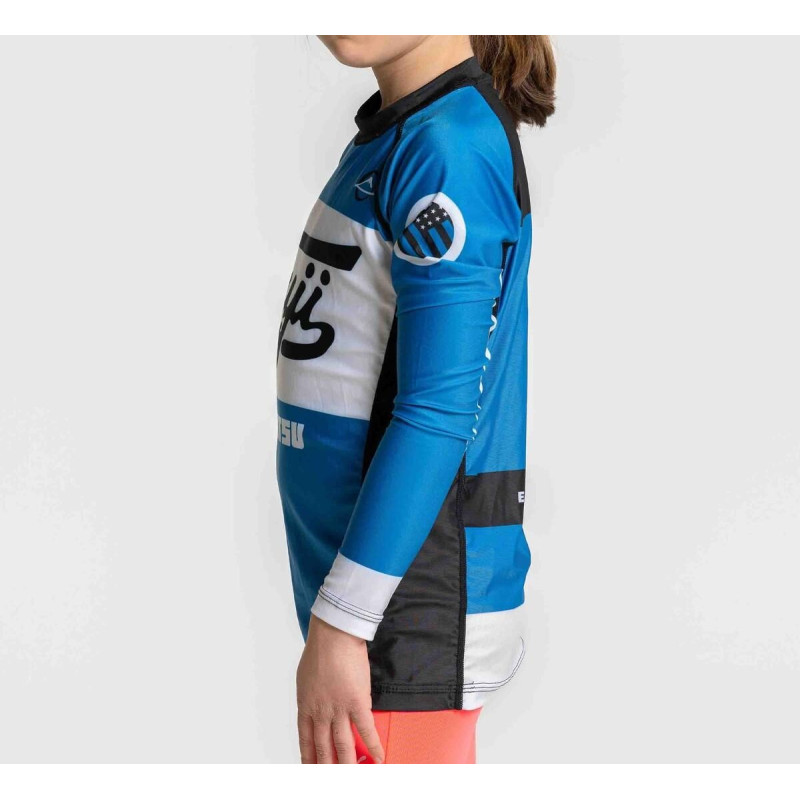 Rashguard Fuji Sports | Bleu | Kids Jiu Jitsu Script Flex Lite
