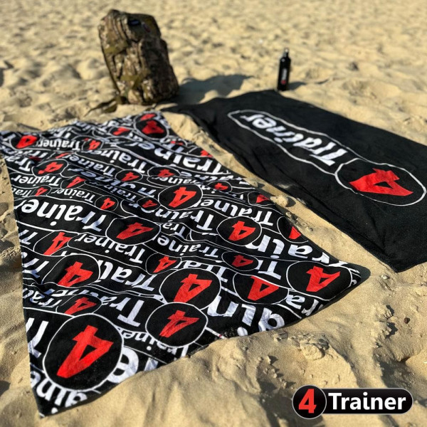 Serviette de Plage 4TRAINER | Noir et Rouge | Monogramme