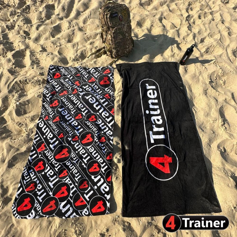 Serviette de Plage 4TRAINER | Noir et Rouge | Monogramme