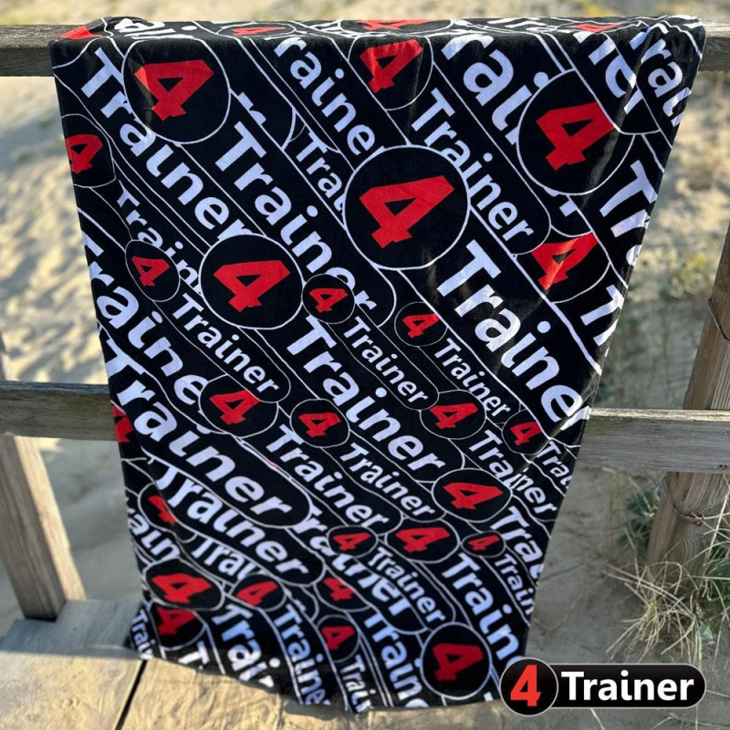 Serviette de Plage 4TRAINER | Noir et Rouge | Monogramme