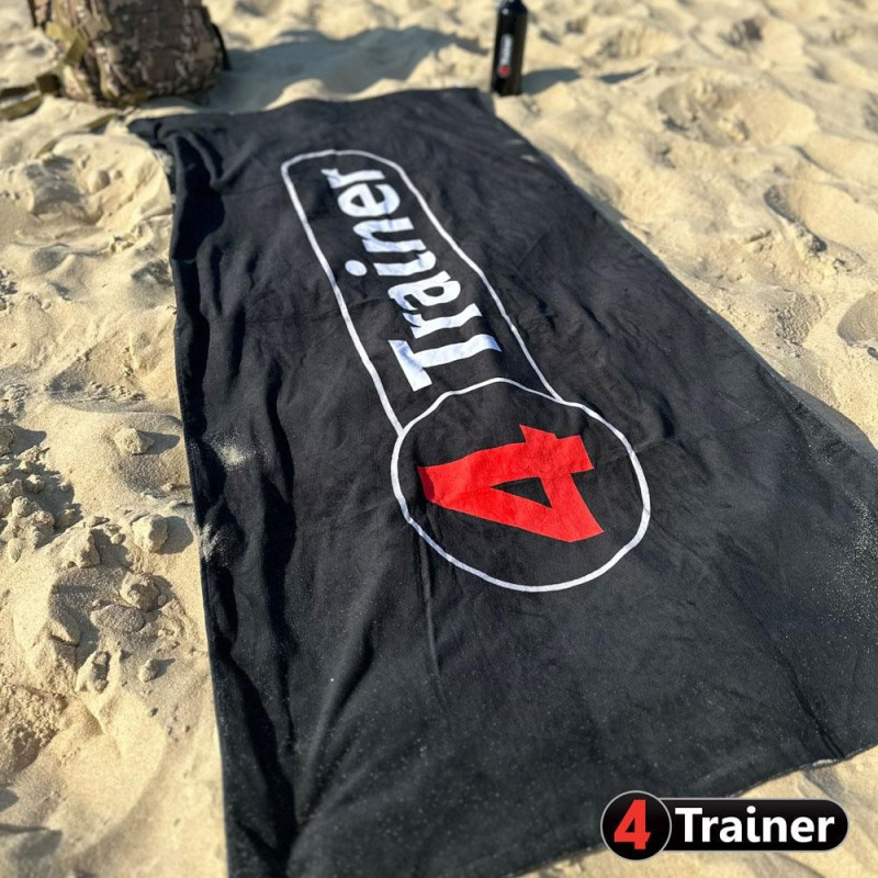 Serviette de Plage 4TRAINER | Noir et Rouge | Logo