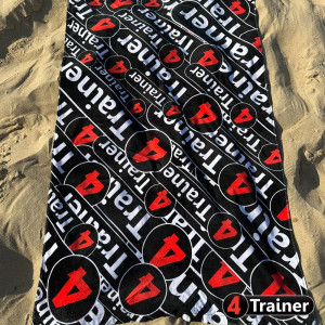 Serviette de Plage 4TRAINER | Noir et Rouge | Monogramme