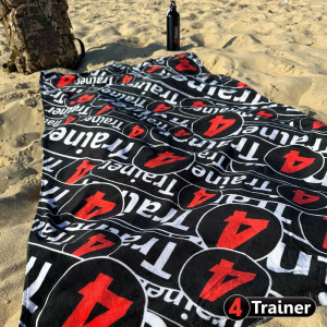 Serviette de Plage 4TRAINER | Noir et Rouge | Monogramme