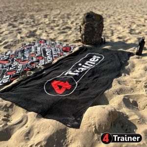 Serviette de Plage 4TRAINER | Noir et Rouge | Logo