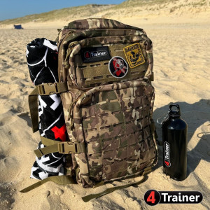 Serviette de Plage 4TRAINER | Noir et Rouge | Monogramme