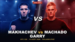 Affiche UFC 330 : Islam Makhachev contre Ian Machado Garry à Philadelphie le 15 août 2026