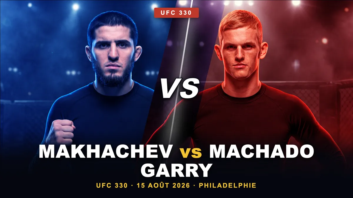 Affiche UFC 330 : Islam Makhachev contre Ian Machado Garry à Philadelphie le 15 août 2026
