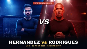 Affiche UFC Sacramento : Anthony Hernandez contre Gregory Rodrigues le 22 août 2026