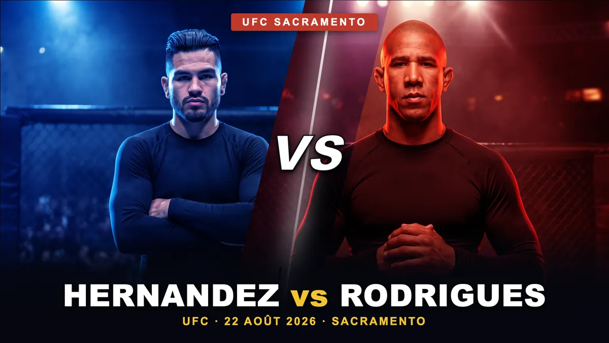 Affiche UFC Sacramento : Anthony Hernandez contre Gregory Rodrigues le 22 août 2026