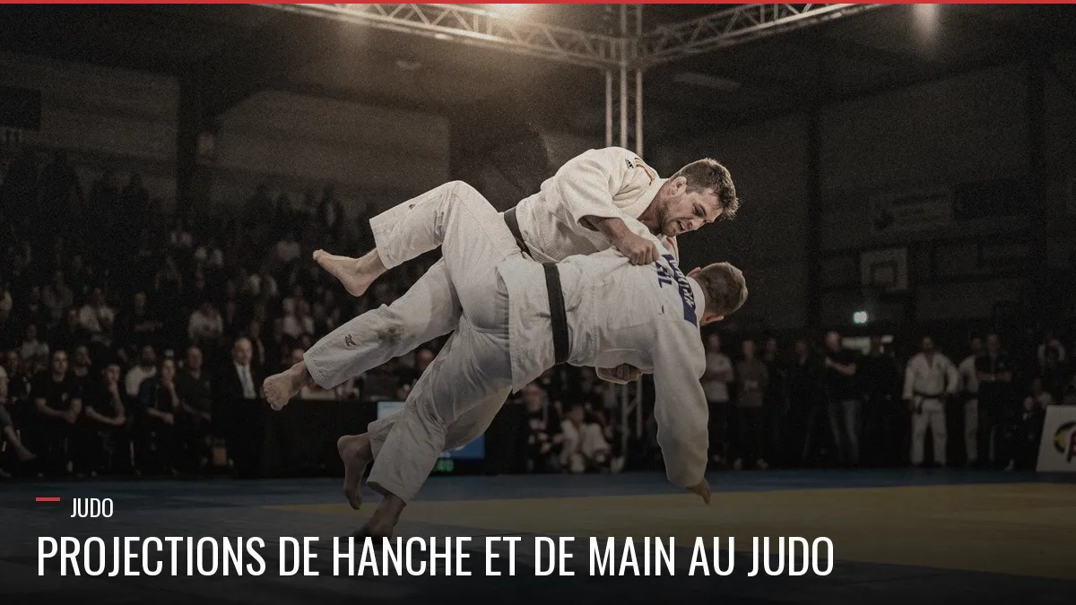 Projection de hanche au Judo sur tatami de compétition