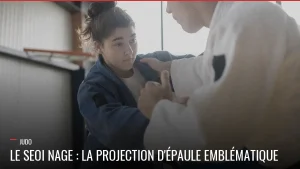 Judoka exécutant le seoi nage, projection d'épaule