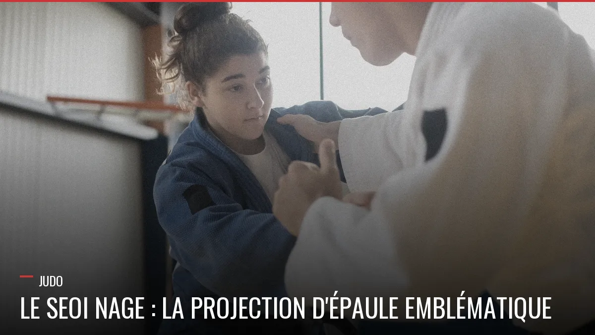 Judoka exécutant le seoi nage, projection d'épaule